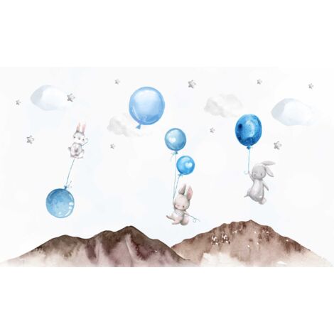Alfombrilla magnética para radiadores, calefactores, Conejos, Globos, Azul, 60x100