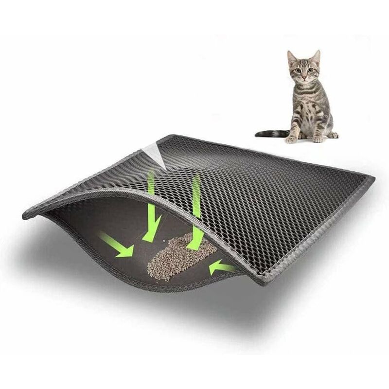 

Alfombrilla para arena para gatos EVA impermeable no tóxica, alfombrilla para arena para gatos, diseño de panal de dos capas - Litzee