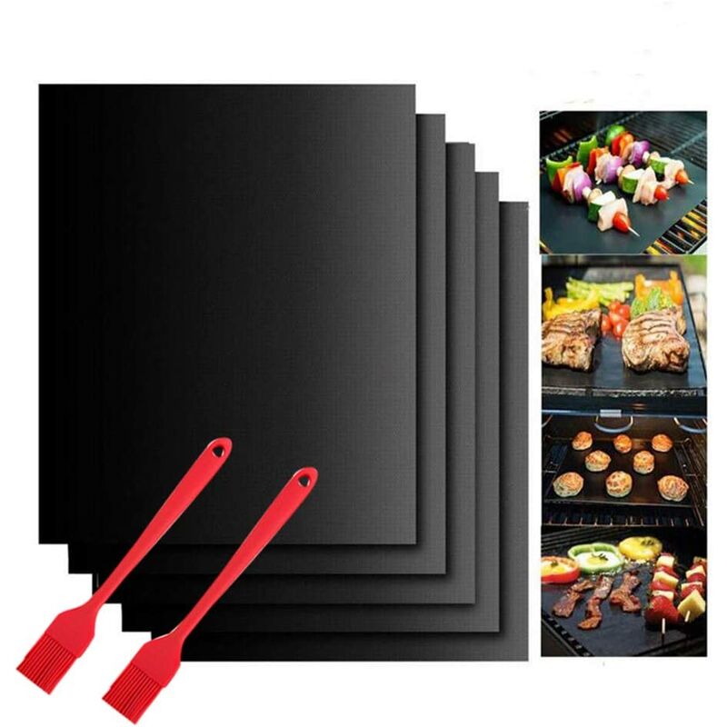 

Alfombrilla para barbacoa antiadherente, alfombrilla para parrilla, 5 piezas