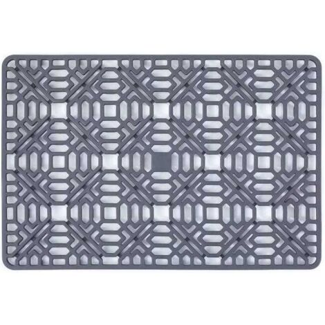 Alfombrilla para fregadero, alfombrilla de secado de silicona antideslizante y resistente al calor, alfombrilla de drenaje de silicona gris, plegable, 40 × 27 cm