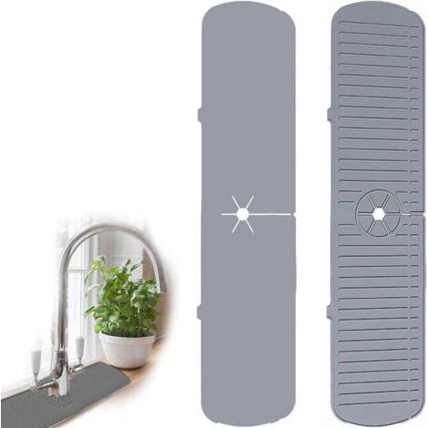 Alfombrilla para grifo, alfombrilla de silicona para grifo, protector contra salpicaduras para fregadero de cocina (gris)