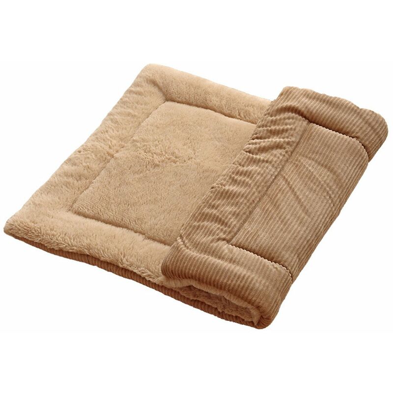 

Alfombrilla para mascotas, gruesa, calida, de felpa, suave, de dos lados, cojin para perros y gatos,Caqui, M