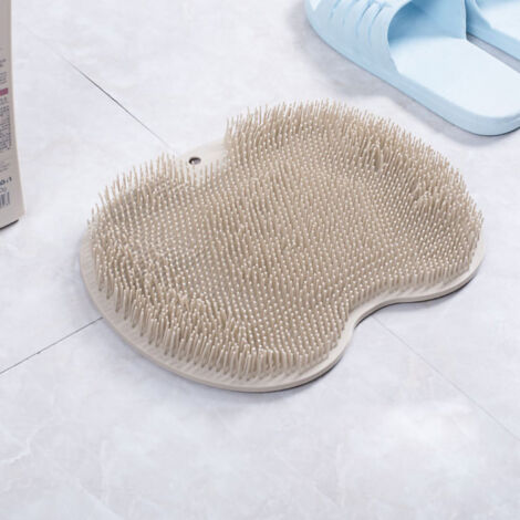 Alfombrilla plegable de TPR para limpieza de pies con ventosa y gancho  Alfombrilla de masaje para pies  Cepillo de ducha  Marrón  Patrón antideslizante 3D