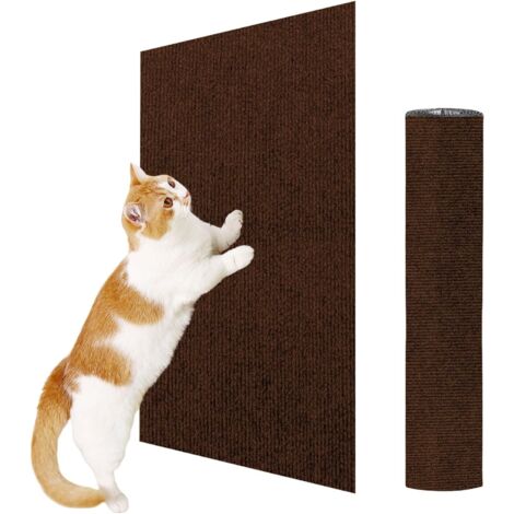Alfombrilla rascadora adhesiva para gatos - Protege paredes, puertas y muebles - Alfombrilla rascadora adhesiva DIY, protección para muebles, marrón, 100 x 30 cm
