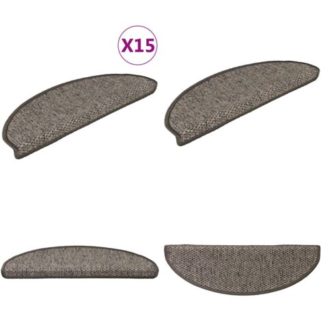Alfombrillas autoadhesivas sisal 15 uds gris y beige 56x17x3 cm - Alfombras autoadhesivas - Alfombras sisal