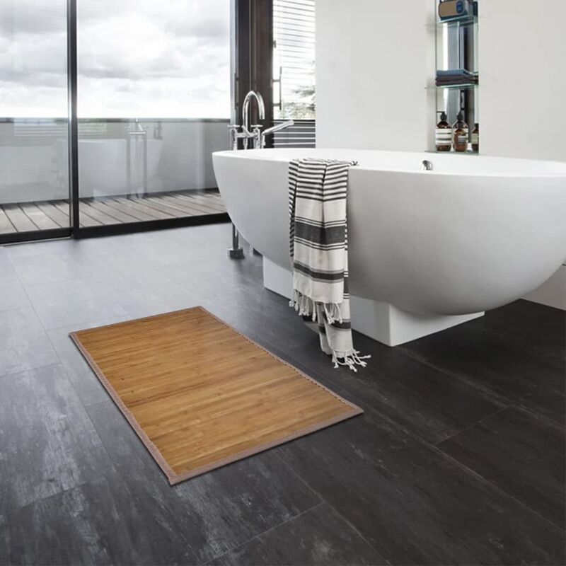 

Alfombrillas de baño 2 unidades bambú marrón 60x90 cm