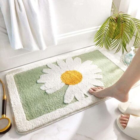 Alfombrillas de baño antideslizantes y lavables KZQ, alfombrillas de suelo, alfombrillas de ducha y alfombrillas de bañera con estampado de margaritas.