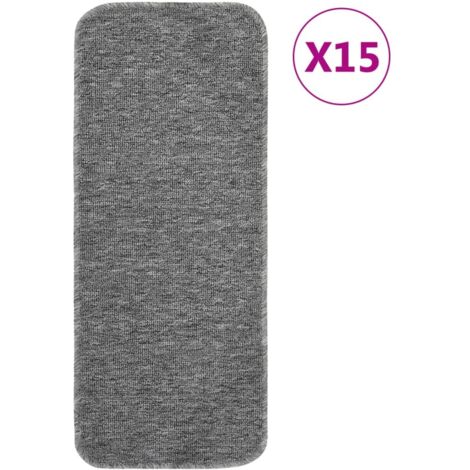 Alfombrillas de escalera 15 uds gris rectangular 60x25 cm