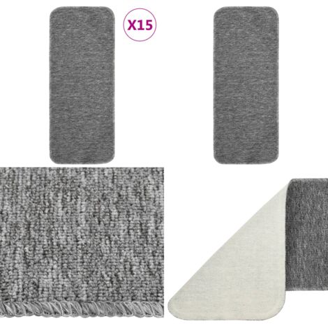 Alfombrillas de escalera 15 uds gris rectangular 60x25 cm - Alfombra para escalera - Alfombras de escalera