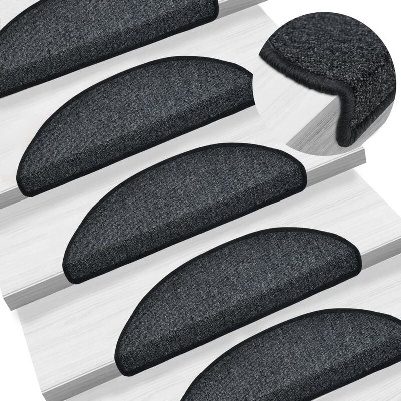 

Alfombrillas de escalera 15 unidades gris antracita 56x17x3 cm - Gris
