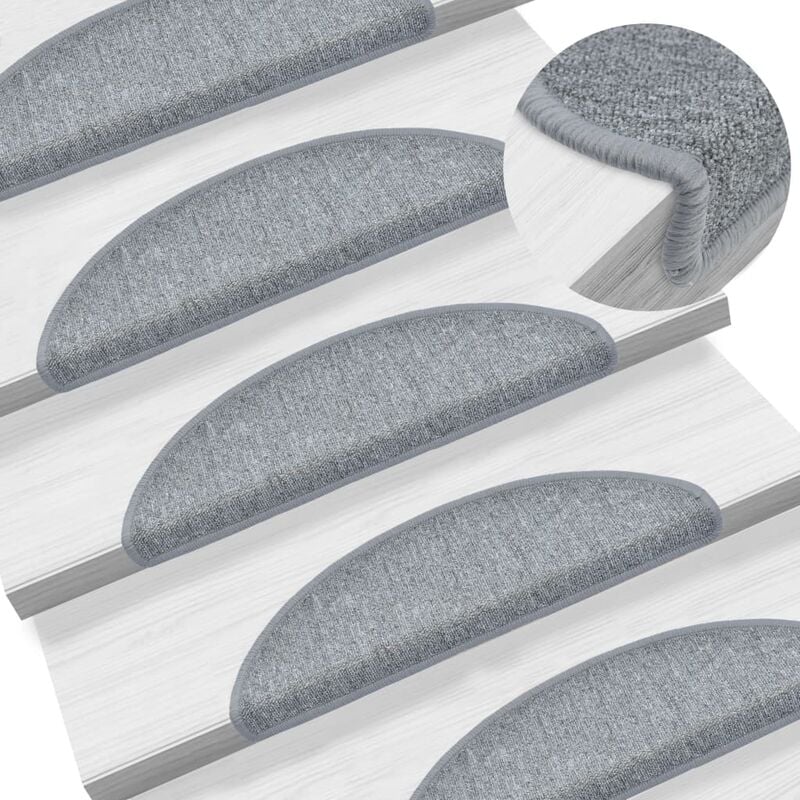 

Alfombrillas de escalera 15 unidades gris claro 56x17x3 cm
