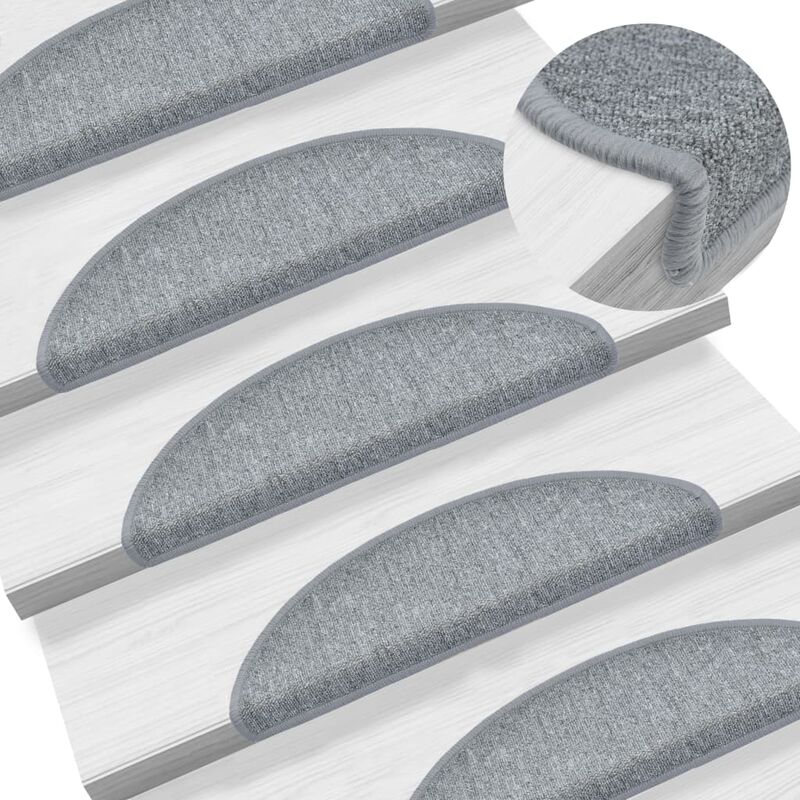 

Alfombrillas de escalera 15 unidades gris claro 56x17x3 cm - Gris