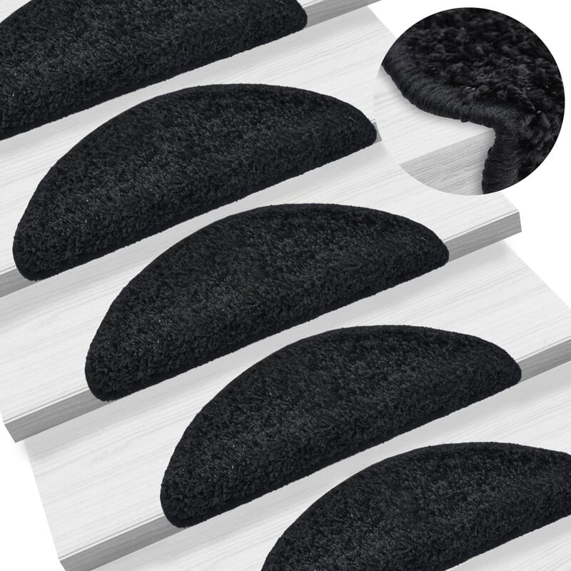 

Alfombrillas de escalera 15 unidades negro 56x20 cm