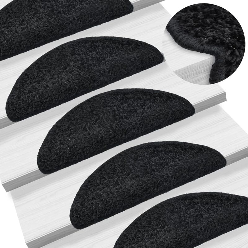 

Alfombrillas de escalera 15 unidades negro 56x20 cm - Negro