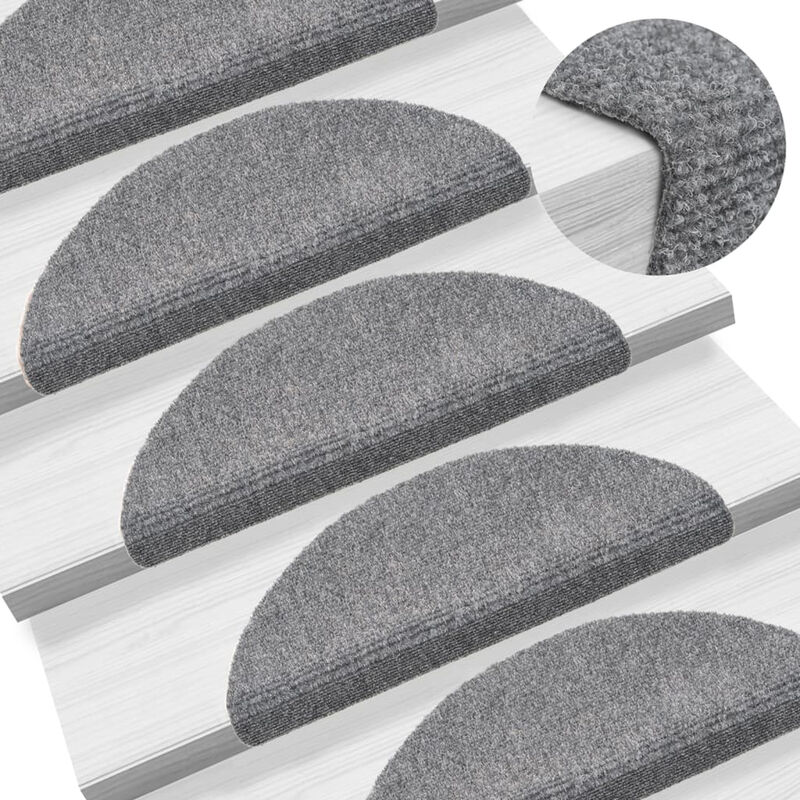 

Alfombrillas de escalera autoadhesivas 10 uds gris 54x16x4 cm
