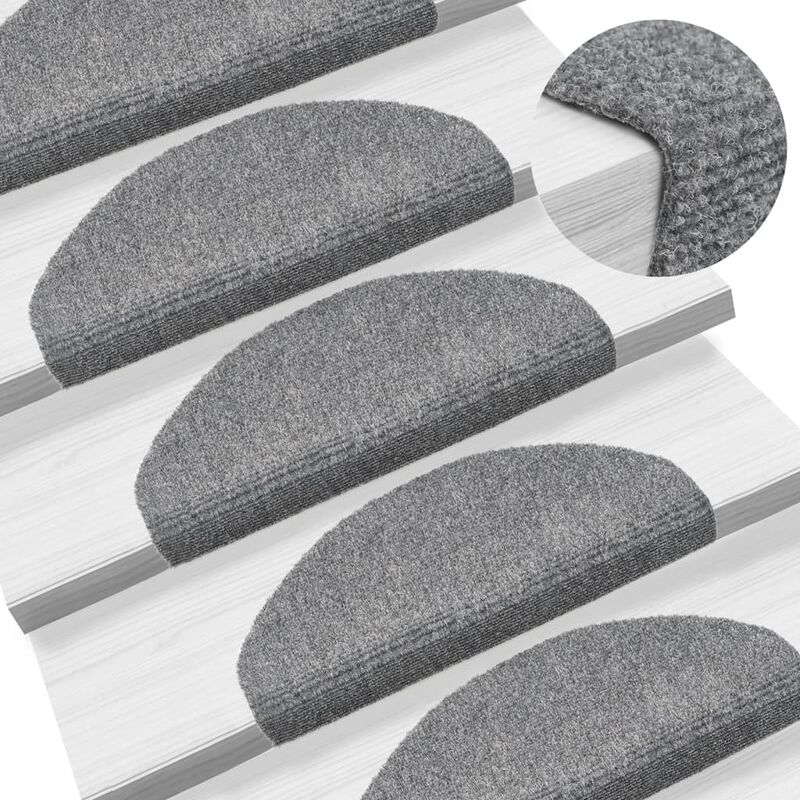 

Alfombrillas de escalera autoadhesivas 10 uds gris 65x21x4 cm