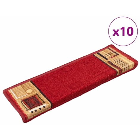 Alfombrillas de escalera autoadhesivas 10 uds rojo 65x21x4 cm