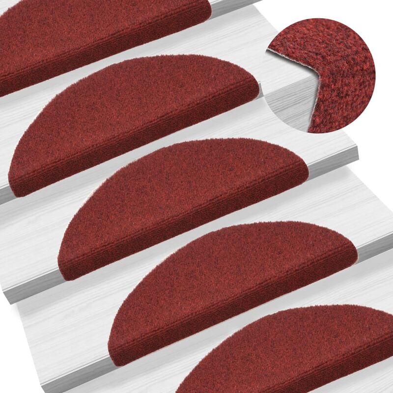 

Alfombrillas de escaleras autoadherente 15 uds 54x16x4 cm roja - Rojo