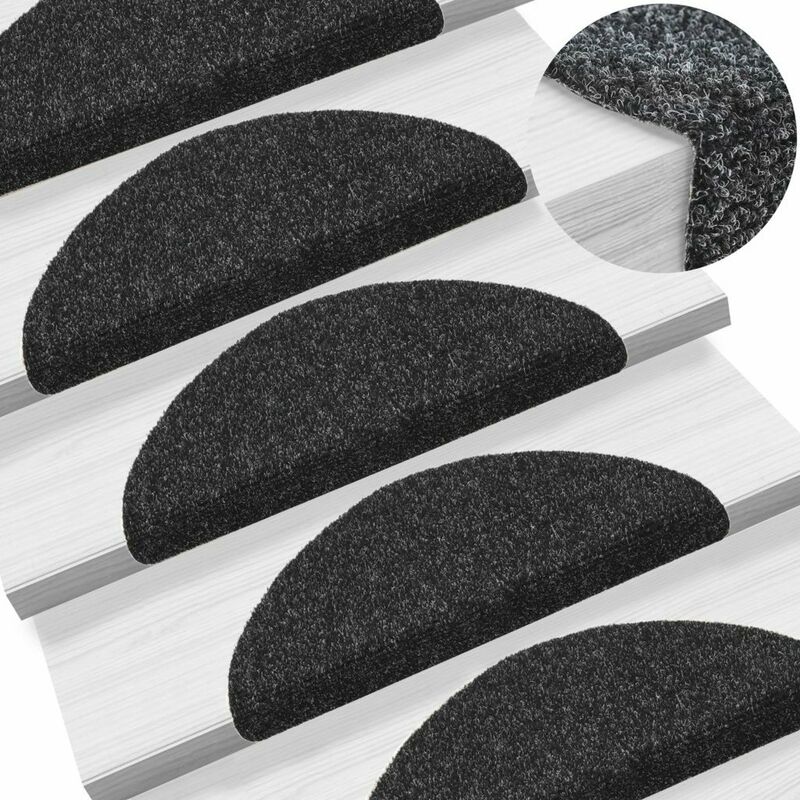 

Alfombrillas de escaleras autoadherente 15 uds 54x16x4cm negro