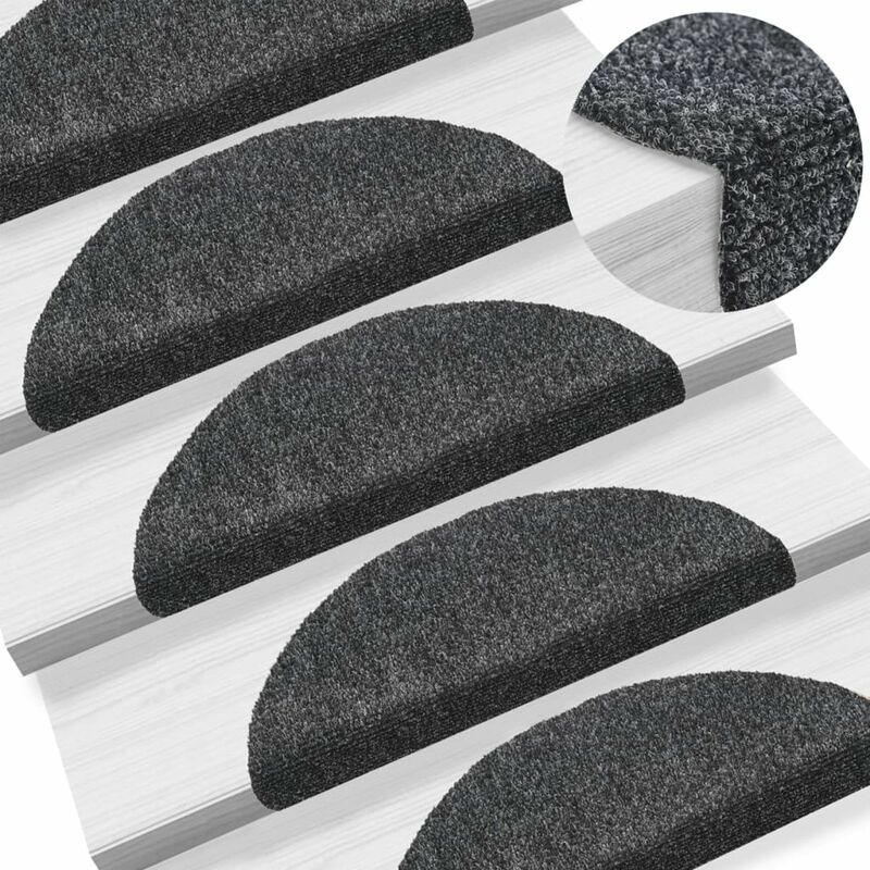 

Alfombrillas de escaleras autoadhesivas 10 uds gris 54x16x4 cm
