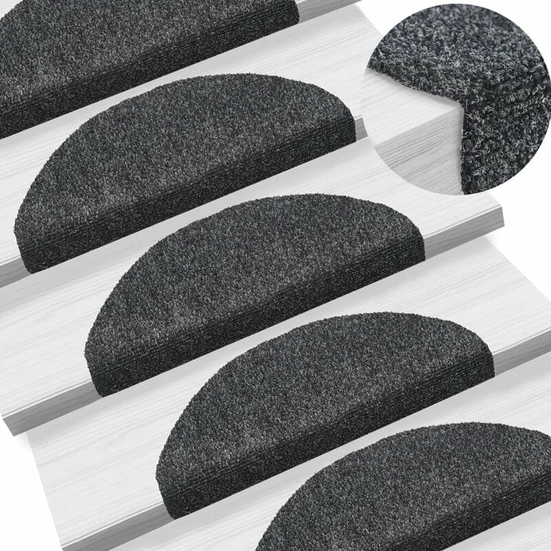 

Alfombrillas de escaleras autoadhesivas 10 uds gris 65x21x4 cm