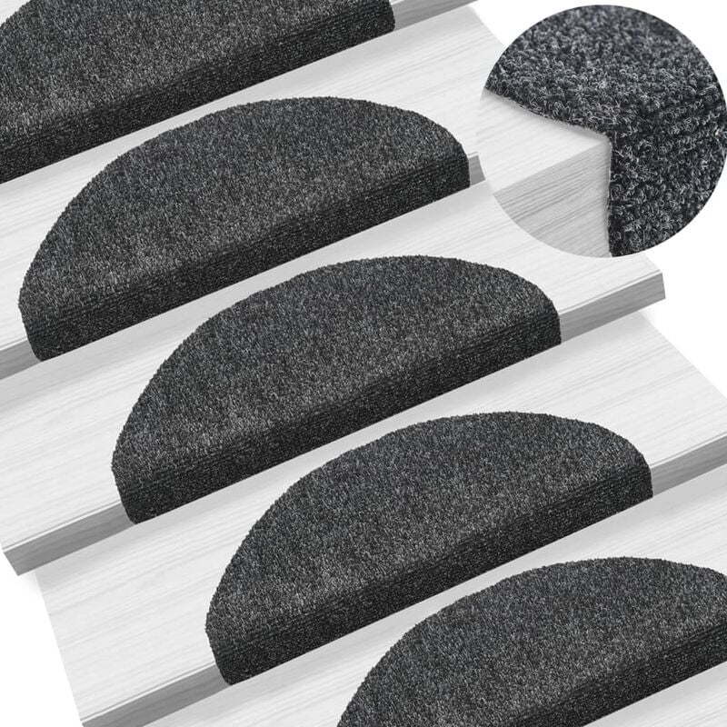 

Alfombrillas de escaleras autoadhesivas 10 uds gris 65x21x4 cm