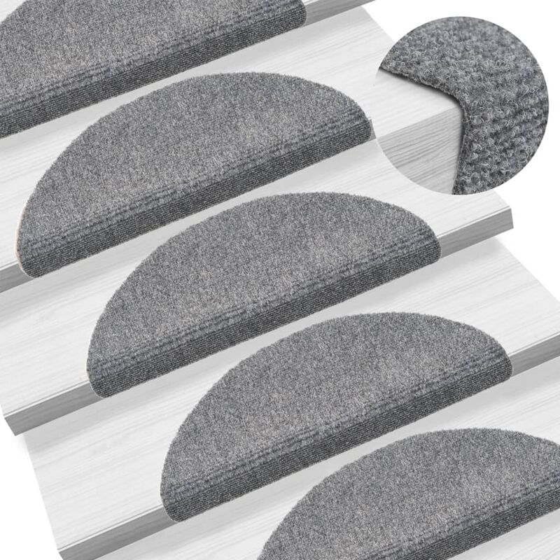 

Alfombrillas de escaleras autoadhesivas 5 uds gris 54x16x4 cm