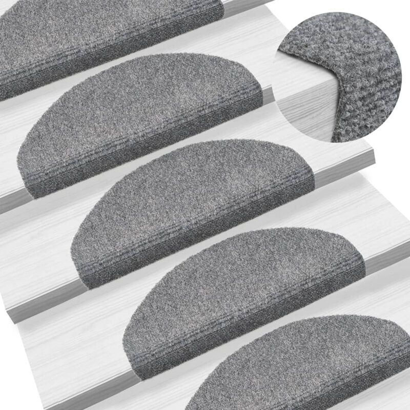 

Alfombrillas de escaleras autoadhesivas 5 uds gris 65x21x4 cm