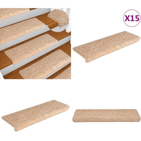 Alfombrillas para escaleras 15 unidades 65x21x4 cm Borde rectangular dorado - Alfombras anti resbalón - Alfombras decorativas