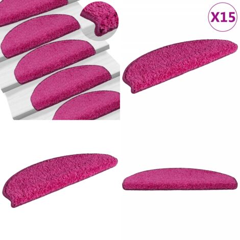 Alfombrillas para escaleras 15 unidades 65x21x4 cm Rosa Semicircular Grande - Alfombras para peldaños - Alfombras antideslizantes