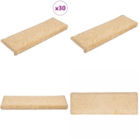 Alfombrillas para escaleras 30 unidades 65x21x4 cm color crema borde rectangular - Tapetes para escaleras - Alfombras antideslizantes