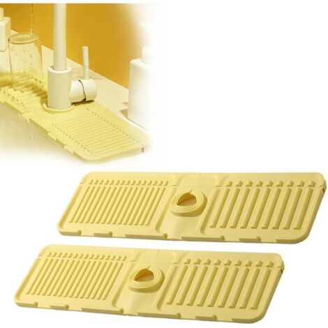 Alfombrillas para grifo de fregadero, protector contra salpicaduras, alfombrilla de silicona para secar, repisa de piedra de secado rápido para fregadero, alfombrilla para grifo de fregadero/amarilla