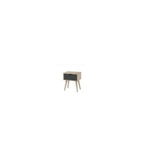 main image of "Alford Bedside Lamp Side Table 1 Drawer Scandinavian Sonoma Oak & Grey"