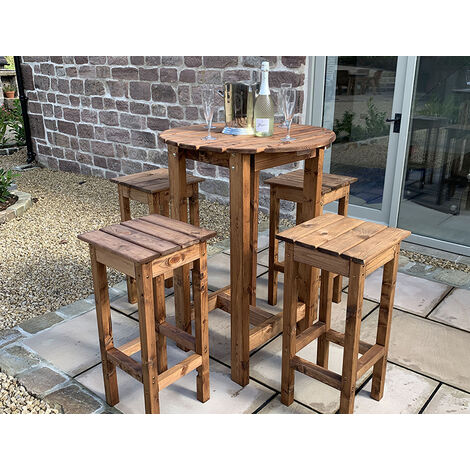 Alfresco Bar Set Four Seater - L170 x W170 x H110 - Redwood - Fully Assembled