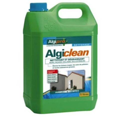 Algimouss – Nettoyant dallages et sols ciment 5L – Antimousse concentré pour surfaces extérieures – Élimine graisses et pollutions – 46002