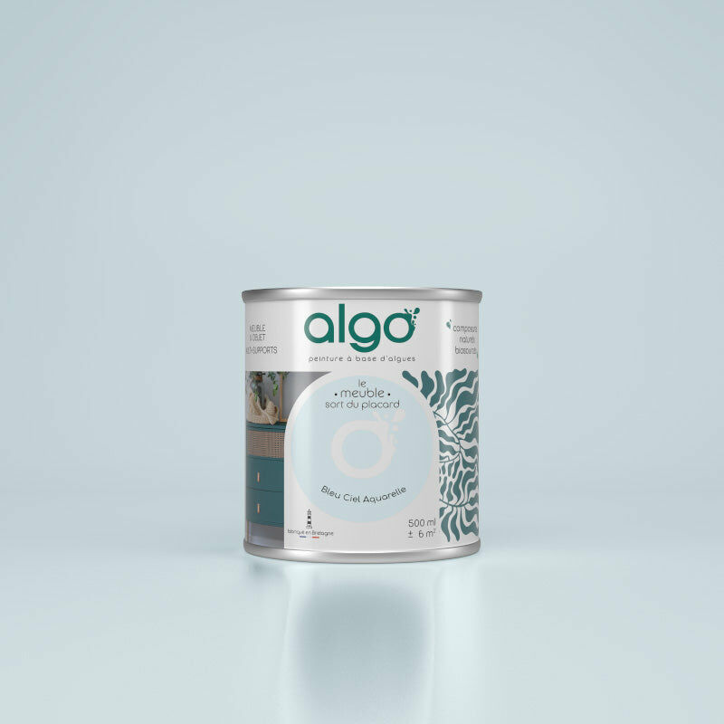Peinture écologique Algo - Mat - Bleu Ciel Aquarelle - 0.5L