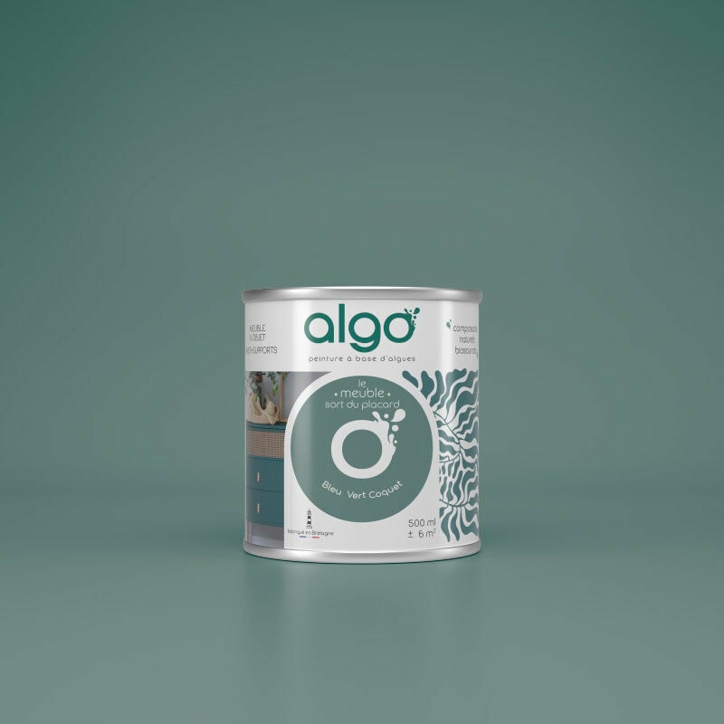 Peinture écologique Algo - Mat - Bleu vert Coquet - 0.5L