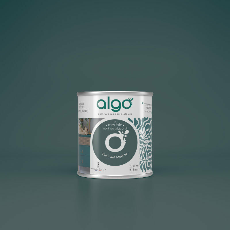 Peinture écologique Algo - Mat - Bleu Vert Molène - 0.5L