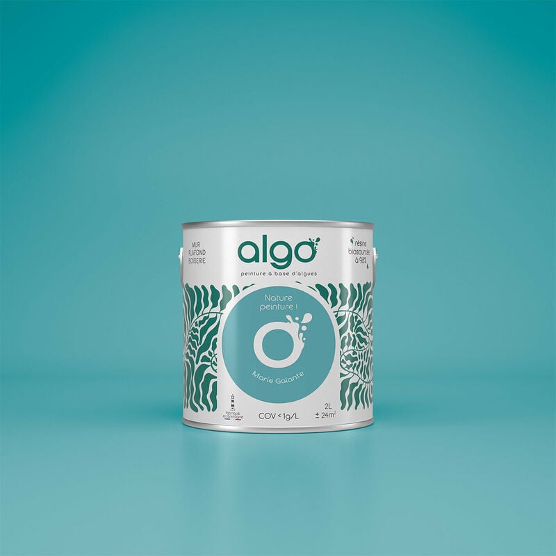 Peinture écologique Algo - Satin - Bleu Marie-Galante - 0.5L