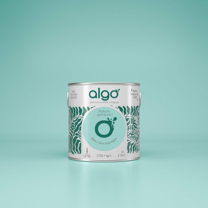 Peinture écologique Algo - Mat - Bleu-Vert Espiègle - 0.5L