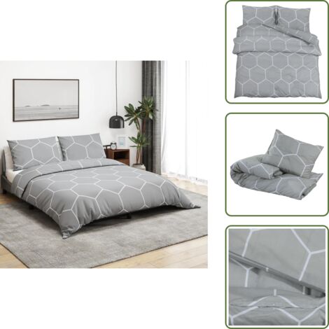 Algodón - vidaXL Juego de funda nórdica algodón gris 200x200 cm - Cama nórdica