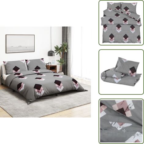 Algodón - vidaXL Juego de funda nórdica algodón gris 200x200 cm - Cama nórdica