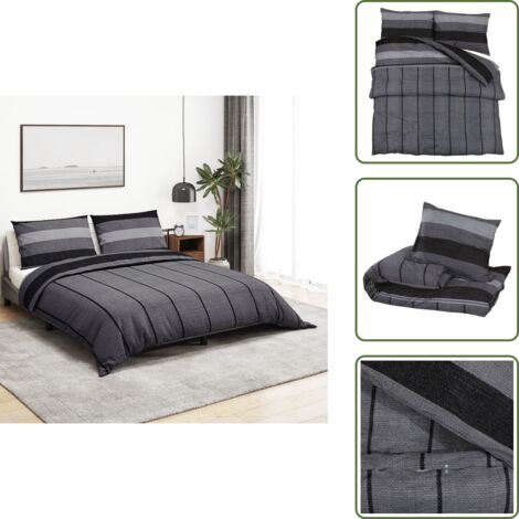 Algodón - vidaXL Juego de funda nórdica algodón gris oscuro 225x220 cm - Sábana nórdica