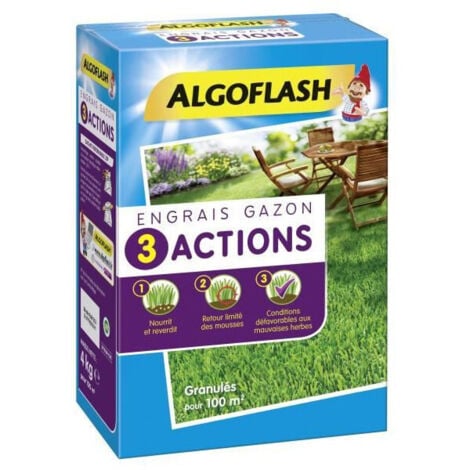 ALGOFLASH Engrais gazon 3 actions - 4 kg