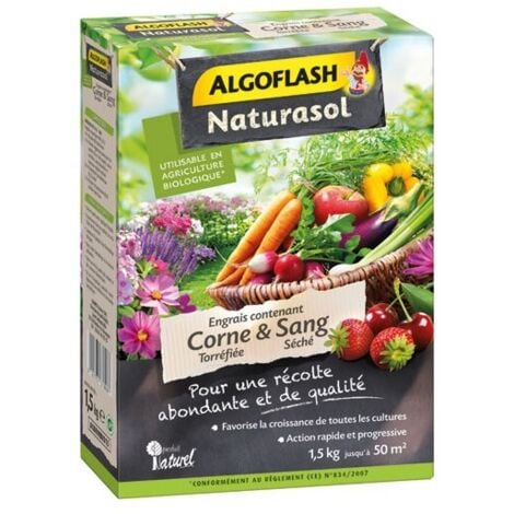 ALGOFLASH NATURASOL - Engrais corne torréfiée et sang séché 1.5kg