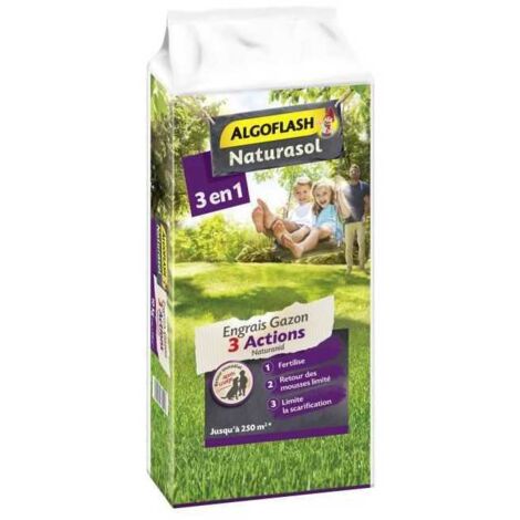 ALGOFLASH NATURASOL Engrais Gazon AG3BIO250 3 Actions Naturanid - 10 kg