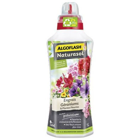 ALGOFLASH NATURASOL - Engrais liquide géraniums plantes fleuries 1l /nc