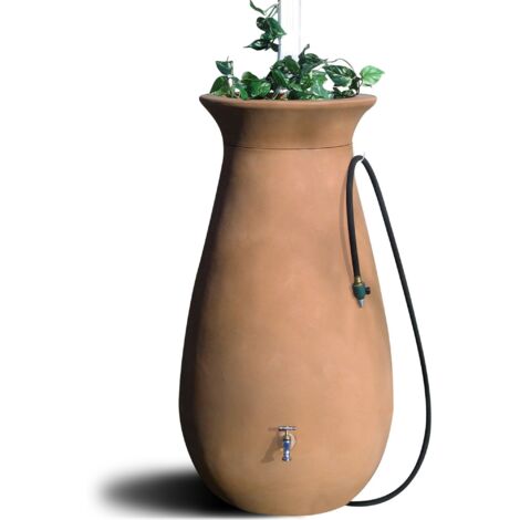 WATER BUTTS DIRECT Algreen 245L Cascata Clay Effect Water Butt with Planter