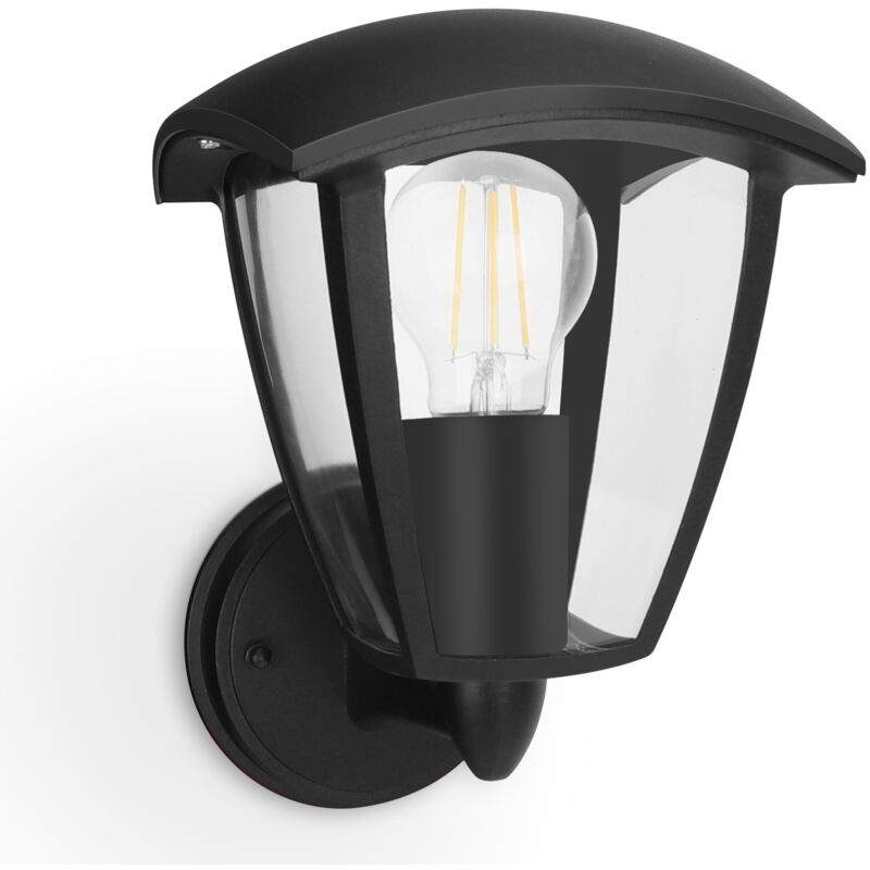 Aigostar - Lampada da parete esterna con supporto, laterna. Attaco grande E27, impermeabile ip44. Robusto in alluminio color nero. 21,5 cm x 17 cm x