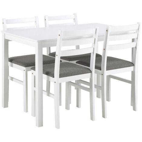 Alicante ensemble pour salle à manger table et 4 chaises 70x110cm blanche.